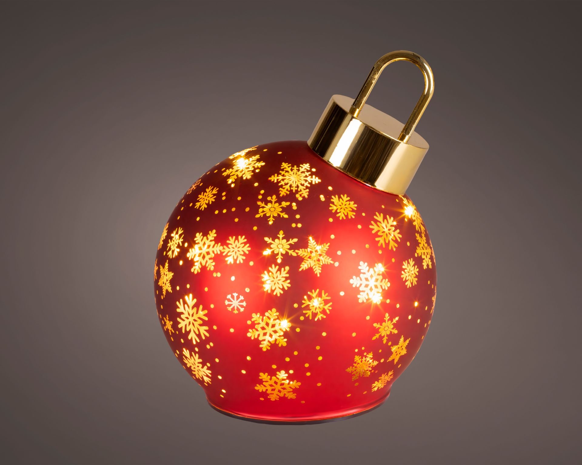Deco Kerstbal Micro LED Kerstrood 14x18 cm - Glas - 15 leds - Warm White - IP20 - op Batterijen