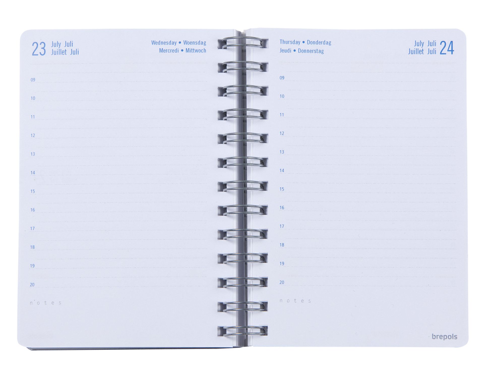 Brepols Schoolagenda 2026-27 Wire-O Transparant 1dag/pag PP assorti 11.5x16.9 cm - per stuk