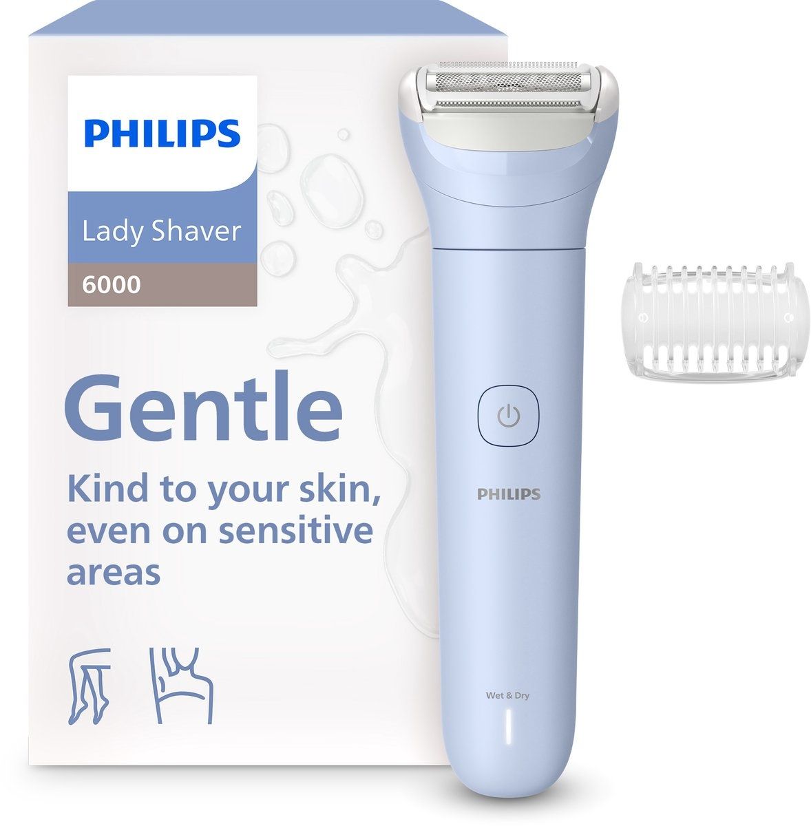 Philips Lady Shaver Series 8000, Draadloos, Wet & Dry, Flexibel scheerhoofd