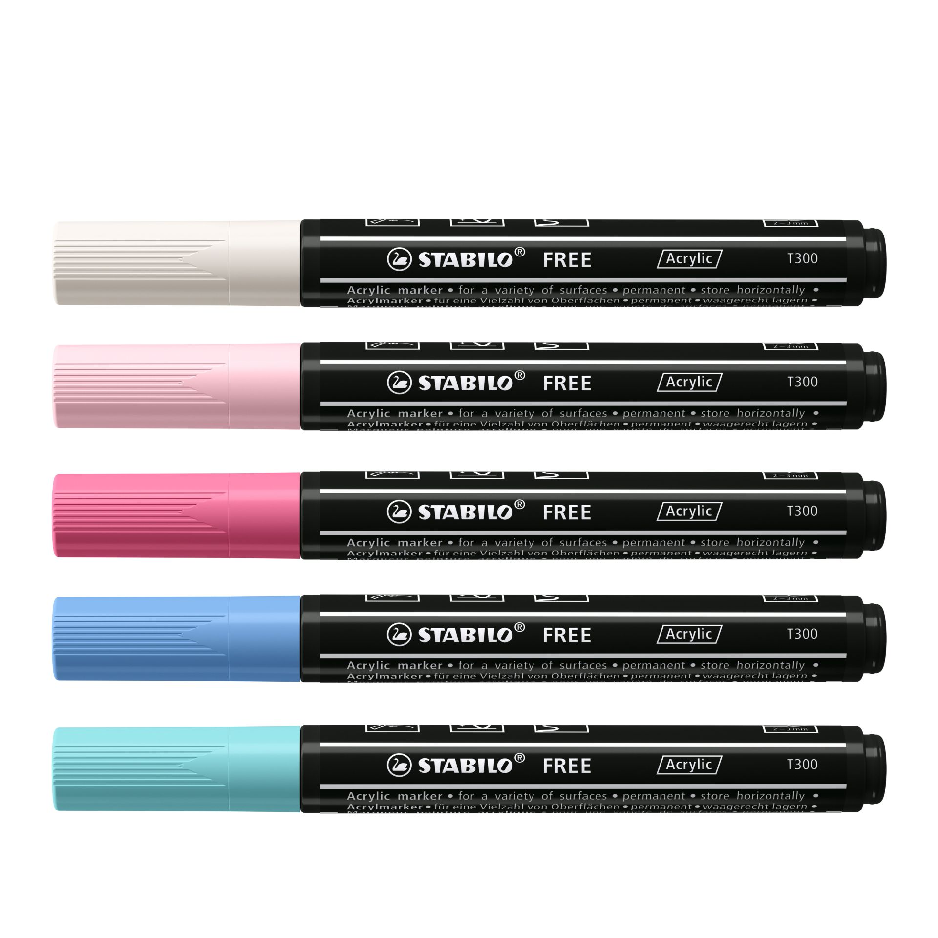 STABILO FREE Acryl Marker Arty T300 2-3 mm Pastel 5 stuks