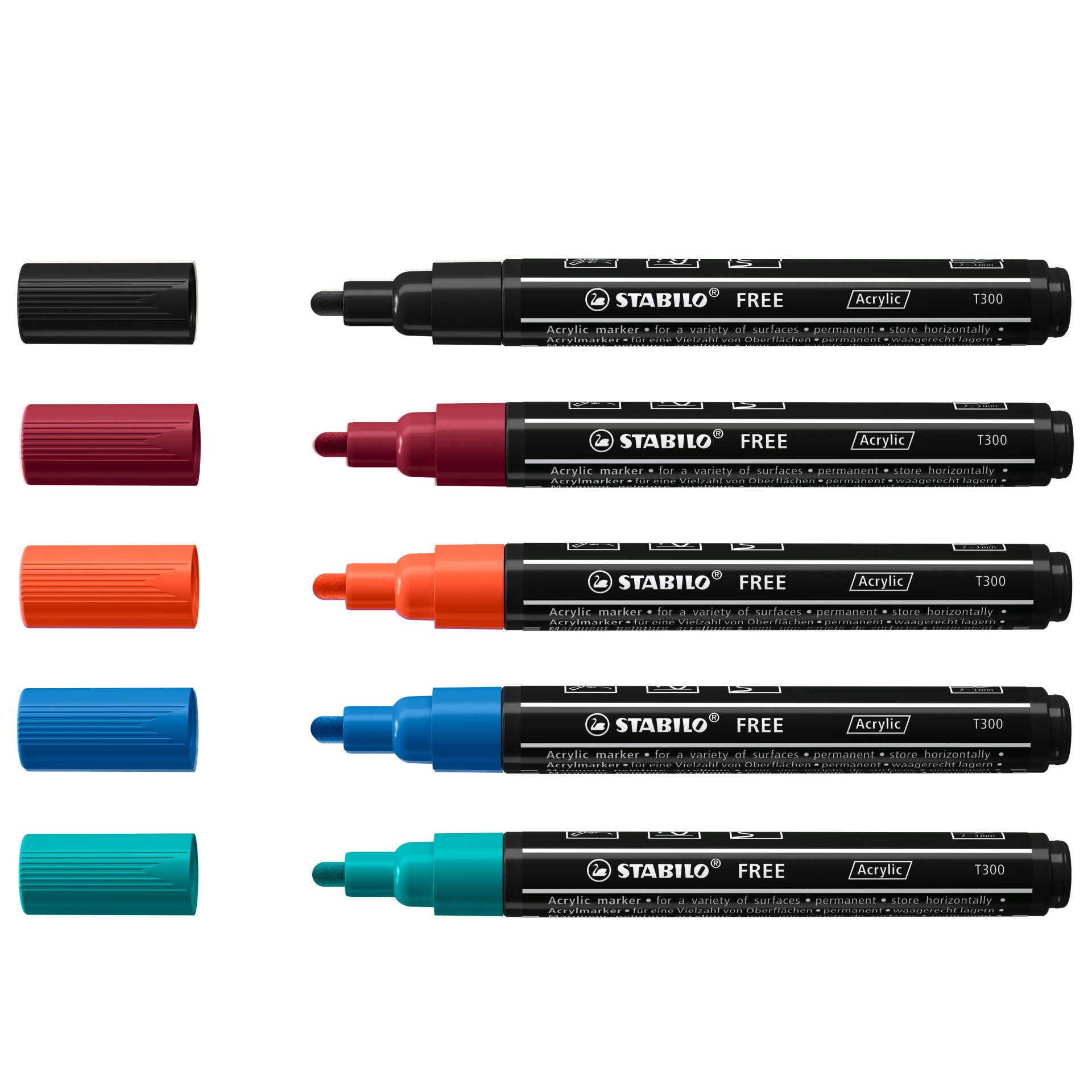 STABILO FREE Acryl Marker Arty T300 2-3 mm - 5 stuks