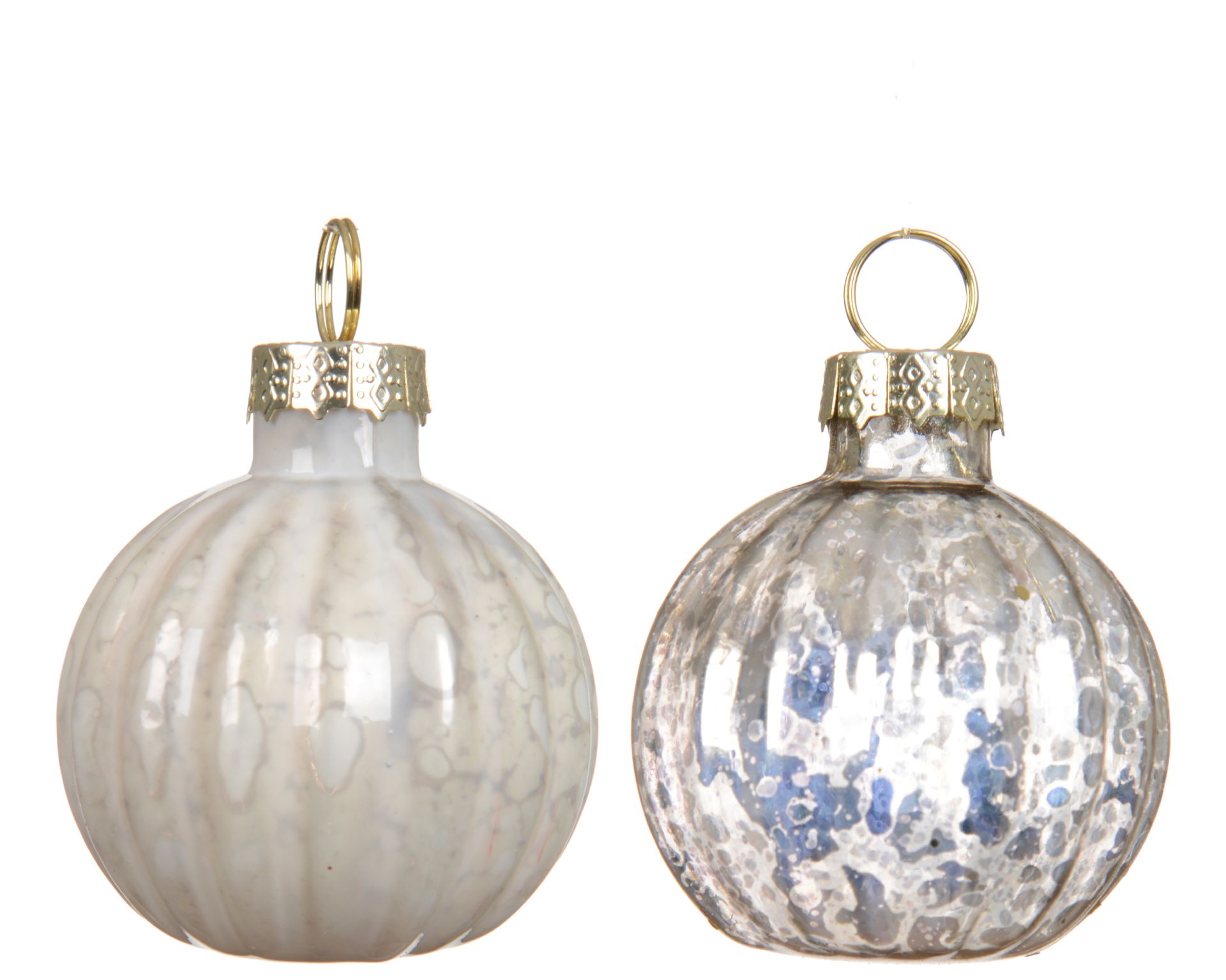 Kerstbal Glas Antique Finish 4cm set 6 stuks - assorti - prijs per set