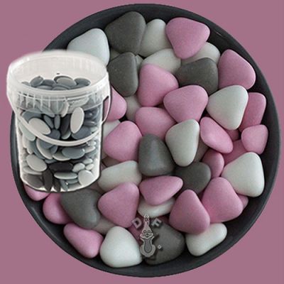 D & F Doopsuiker Mini Hartjes Choco Lichtrose Mix 900 g - 864 stuks