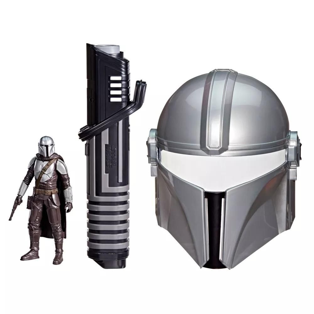 Star Wars Mandalorian verkleedset, Masker met Lightsaber + figuur