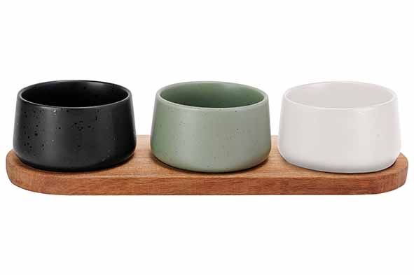 Cosy&Trendy Aperoset Bites 4-delig Serveerplank 32x10.5 cm & 3 Bowls