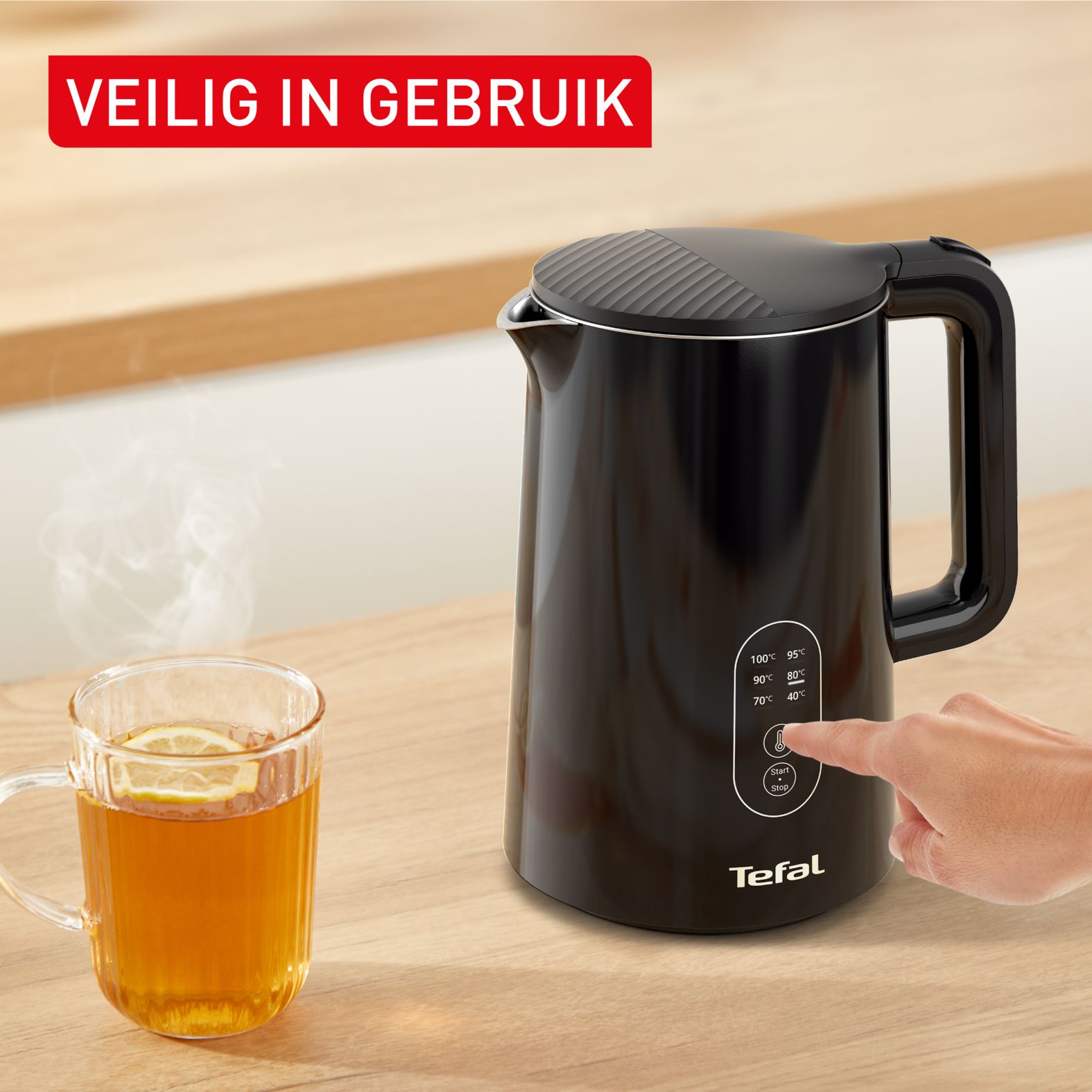 Tefal waterkoker KO6518E0 met Digitale Temperatuur Aanduiding, 1.5 L.