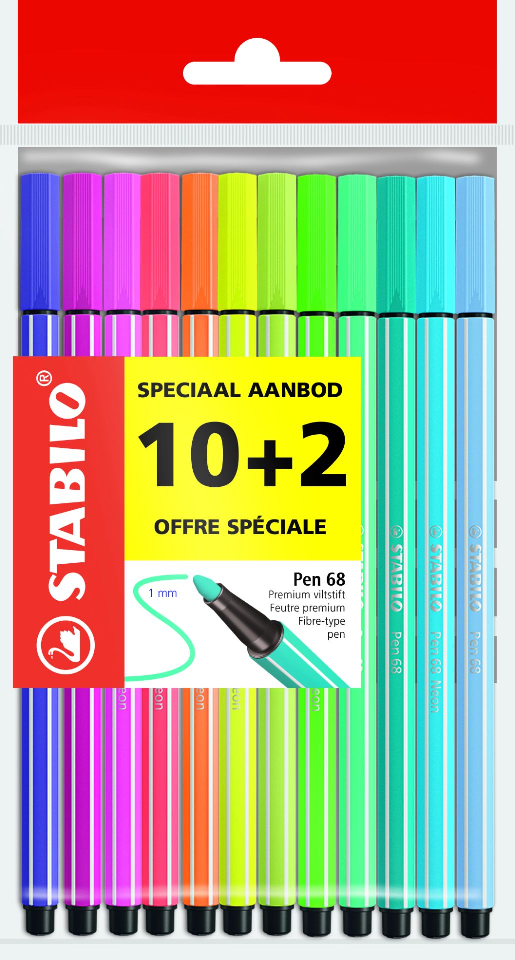 STABILO Viltstiften Pen 68 Main + Neon Colors ECO-Pack 10+2 Special Offer