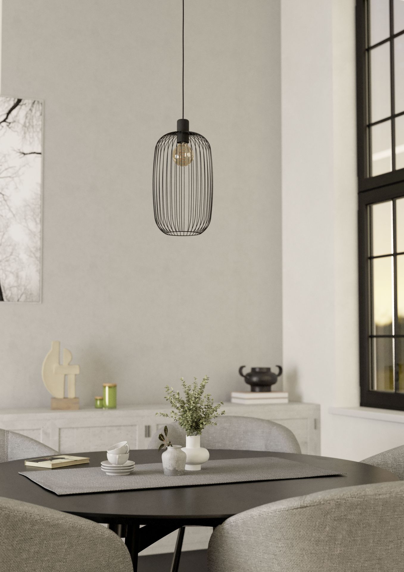 Eglo Lodods Hanglamp Zwart 220mm E27