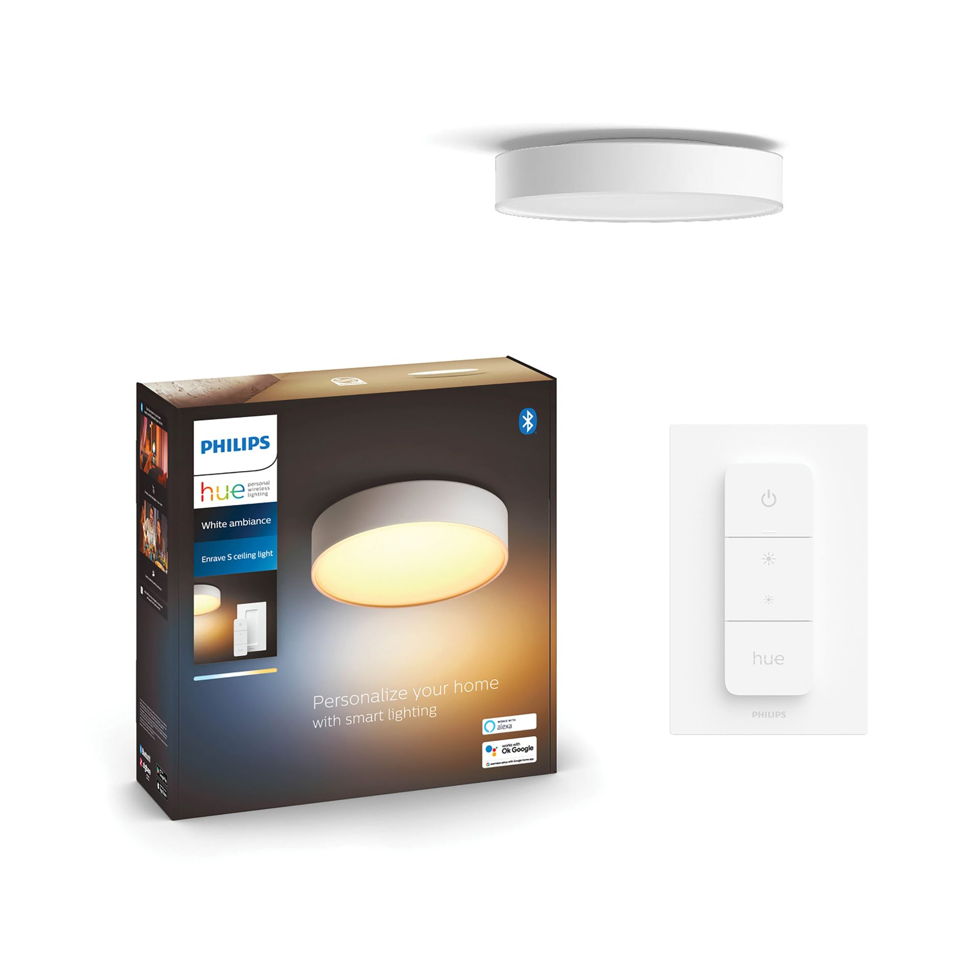 Philips Hue Plafondlamp Enrave Wit 26 cm White Ambiance met Switch