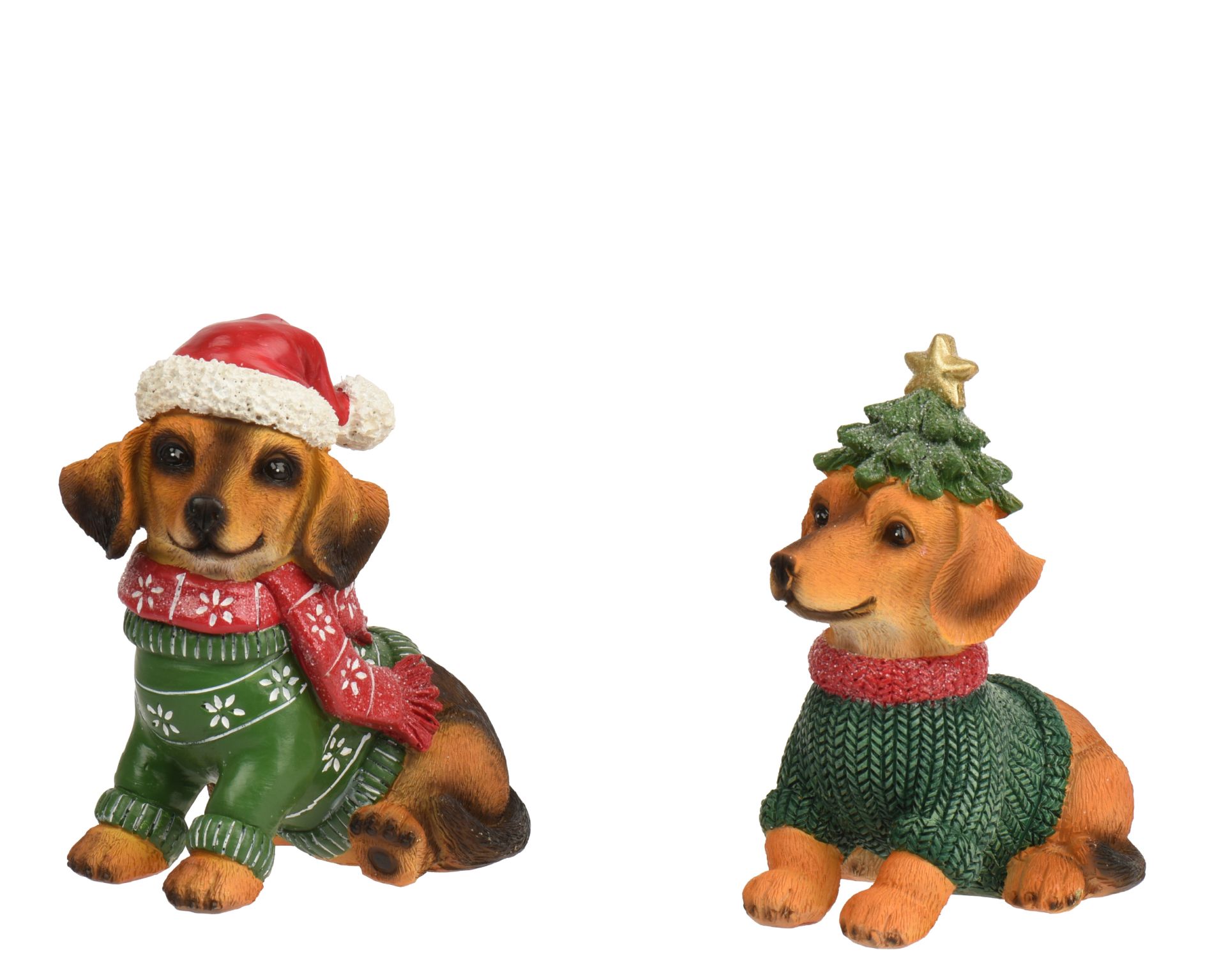 Hond met Kerstmuts 13x7.5x14 cm - assorti - prijs per stuk