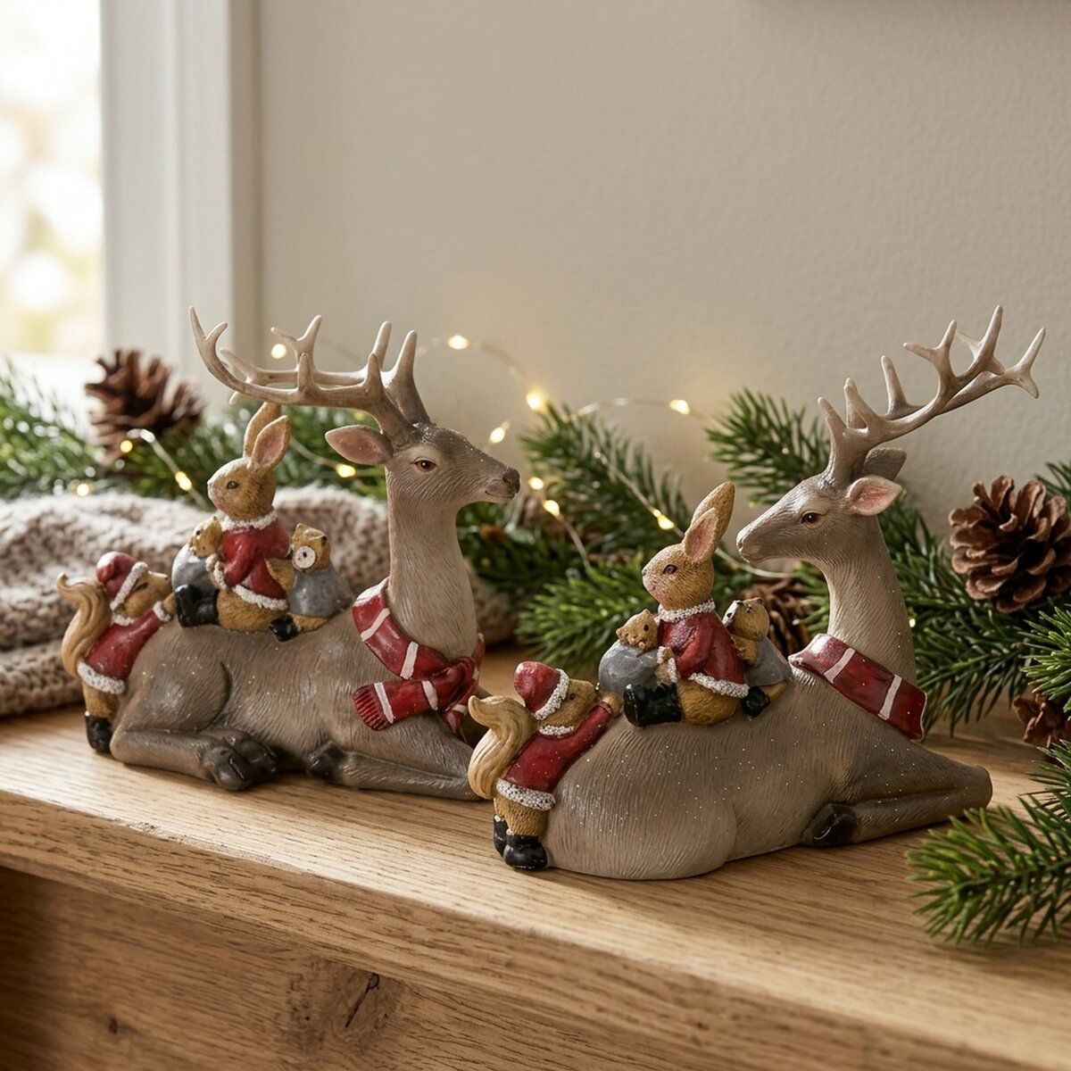 Boltze Home Rendier Greg met Dieren op Rug - 16x6.5x12.5 cm - assorti - prijs per stuk