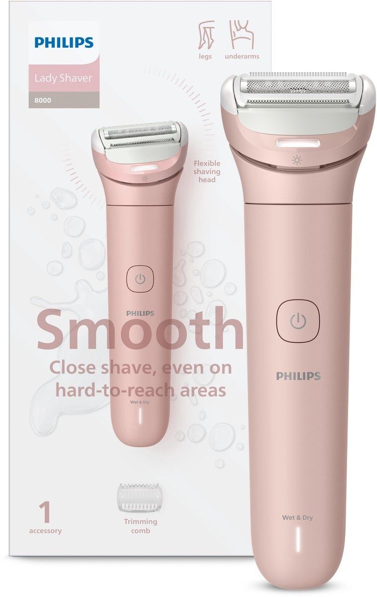 Philips Lady Shaver Series 8000, Draadloos, Wet & Dry, Flexibel scheerhoofd