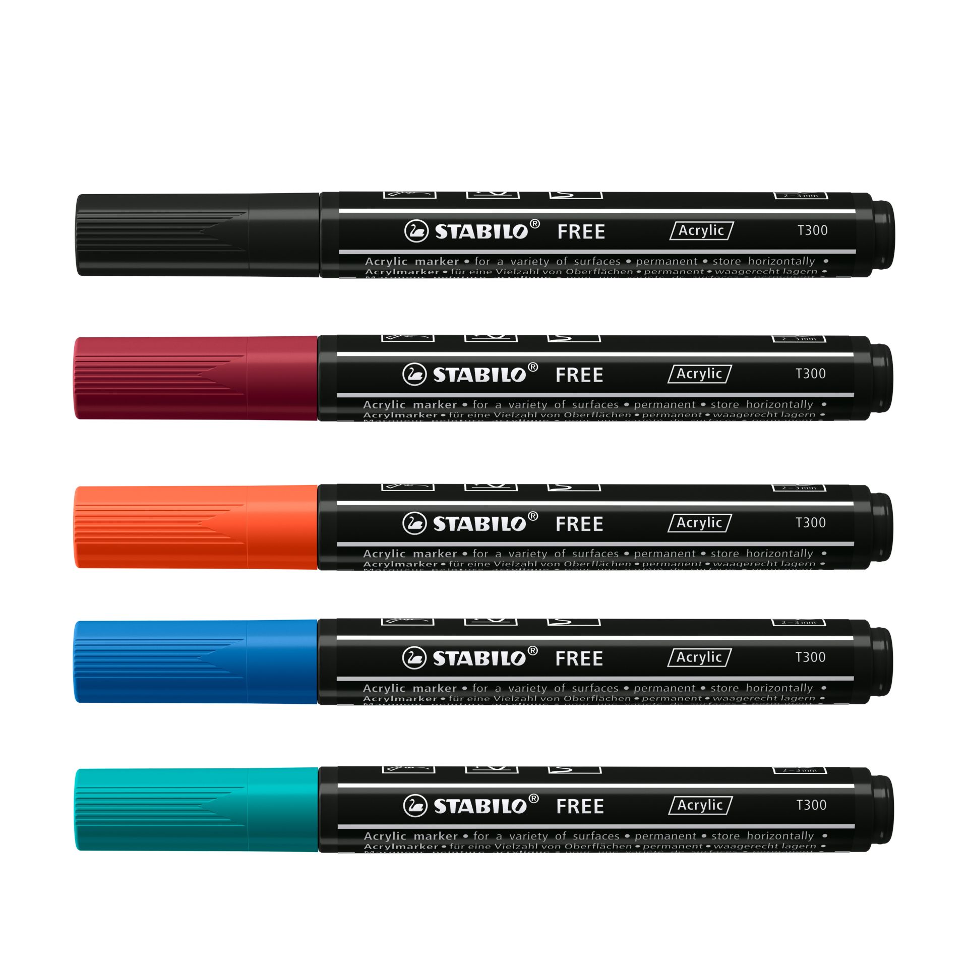 STABILO FREE Acryl Marker Arty T300 2-3 mm - 5 stuks