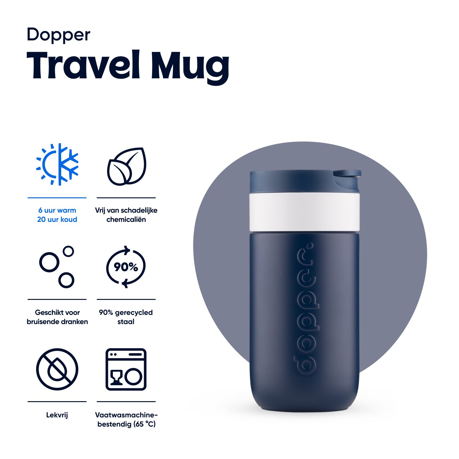 Dopper Isoleerbeker Breaker Blue 300ml - Travel Mug - Double Wall