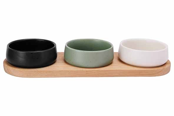 Cosy&Trendy Aperoset Bites 4-delig Serveerplank 32x10.5 cm & 3 Bowls
