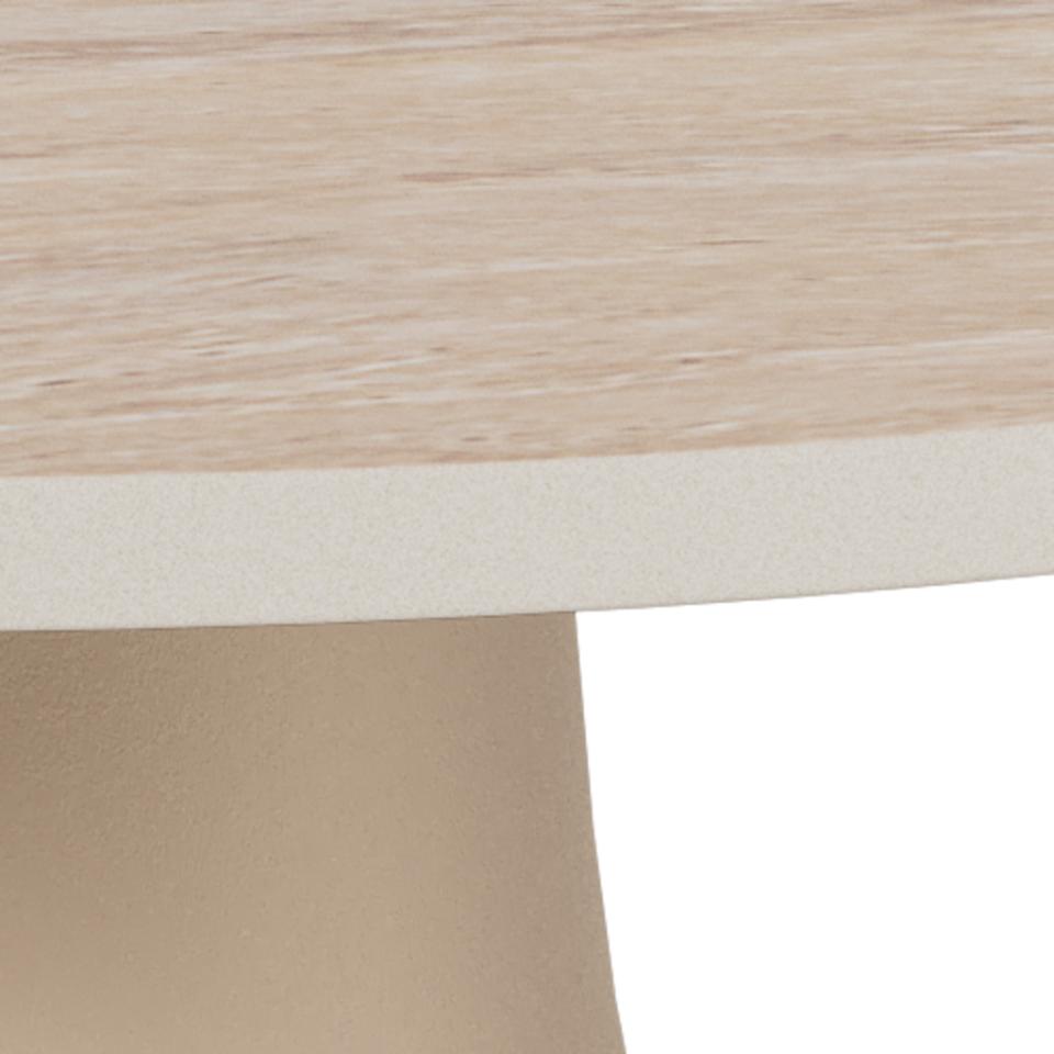 Santorini Salontafel Beige Traverti 45x47.5 cm - Basis Mat Grijs
