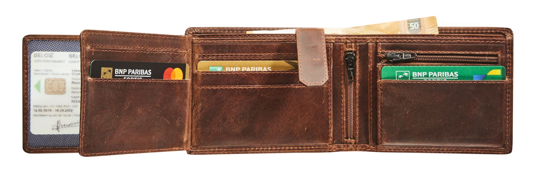 Maverick Billfold Heren The Original Bruin - Leder - RFID - met Kaartvakken