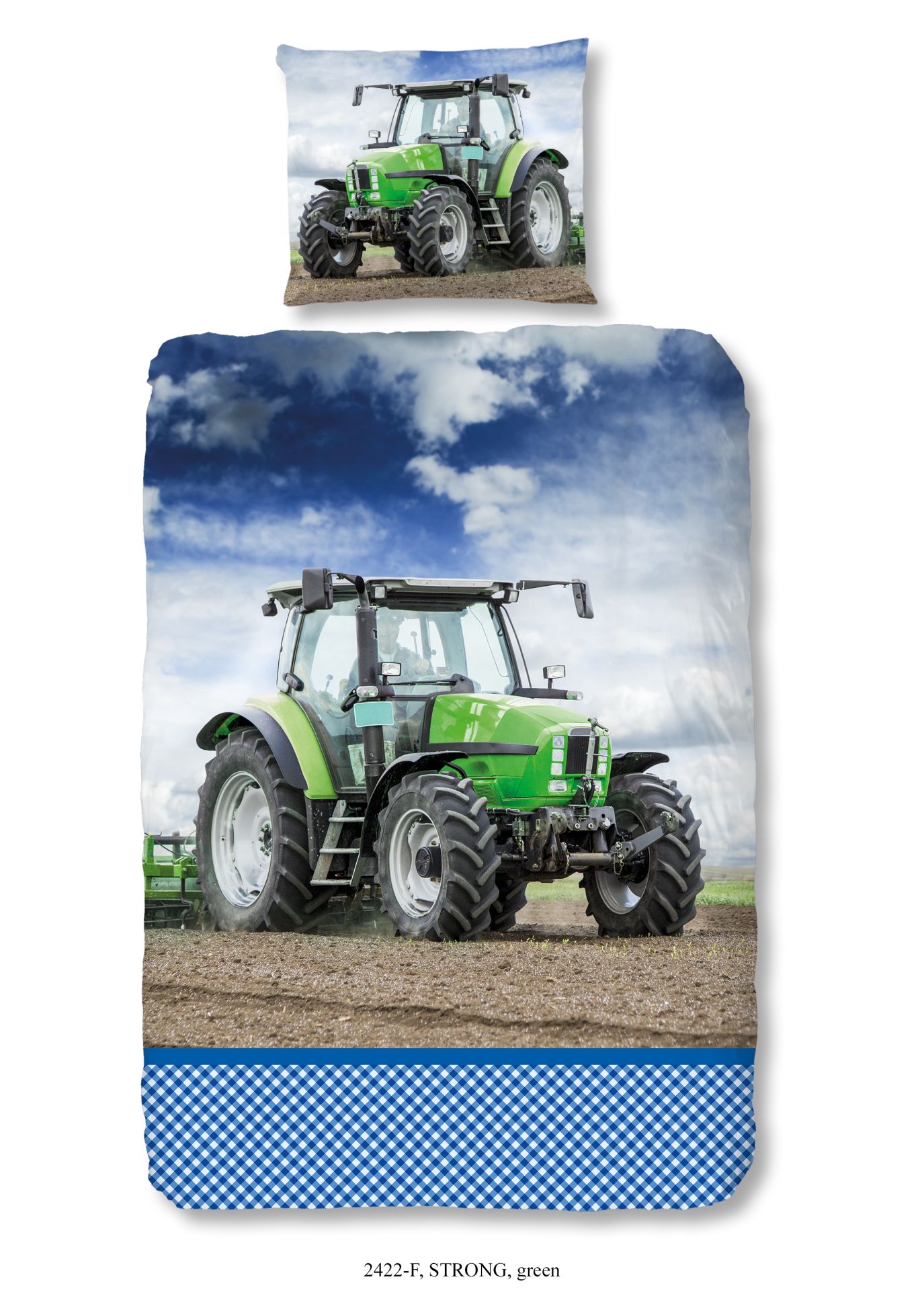 Good Morning Dekbedovertrek Tractor Groen 140x220 cm Flanel