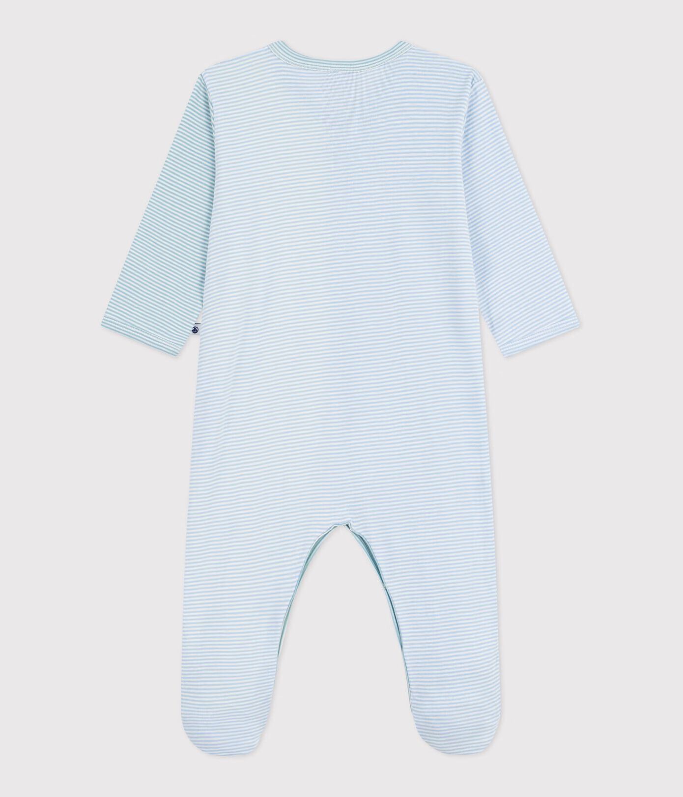 Petit Bateau Pyjama met Voetjes Baby Gestreept Blauw-Geel-Wit - 9 maand