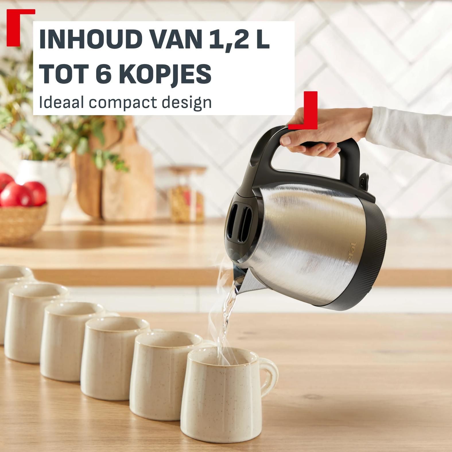 Tefal waterkoker RVS Express, 1,2 Liter, 2000 Watt