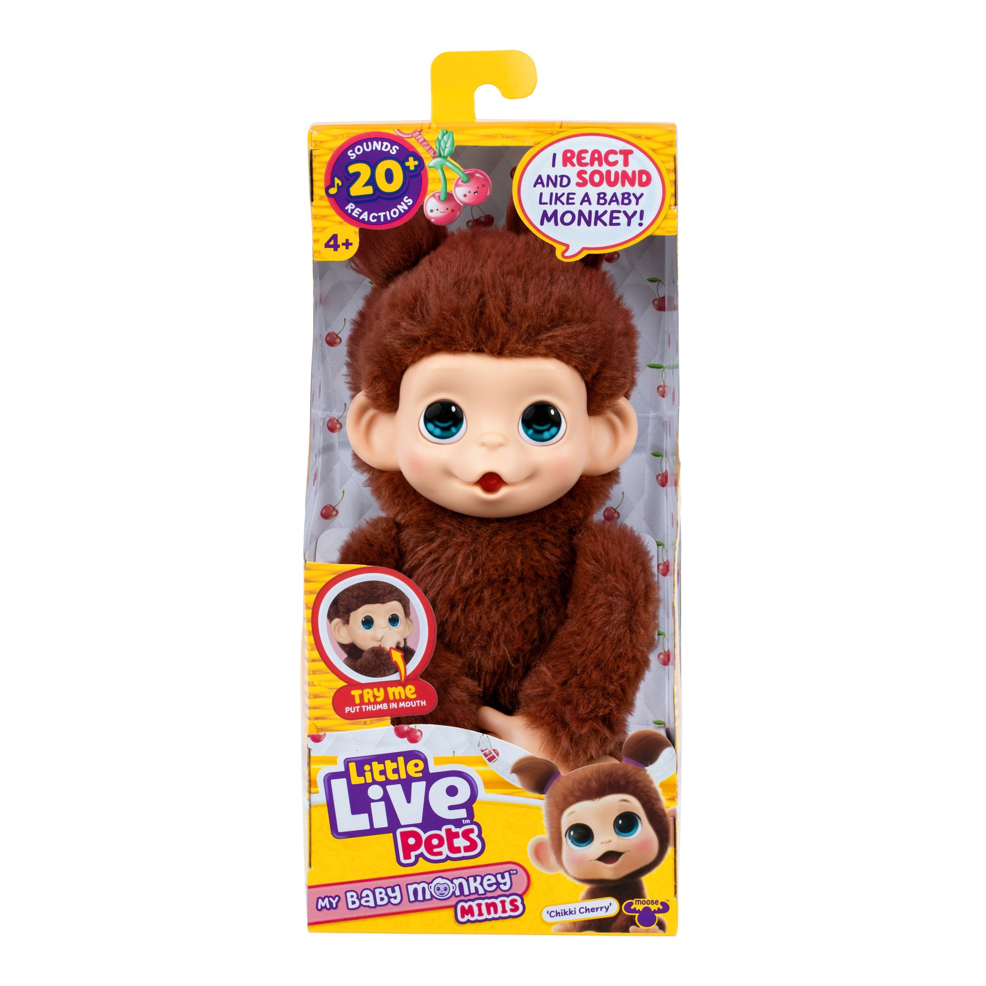 Little Live Pets My Baby Mini Monkey Brown Cherri meer dan 20 geluiden en reacties